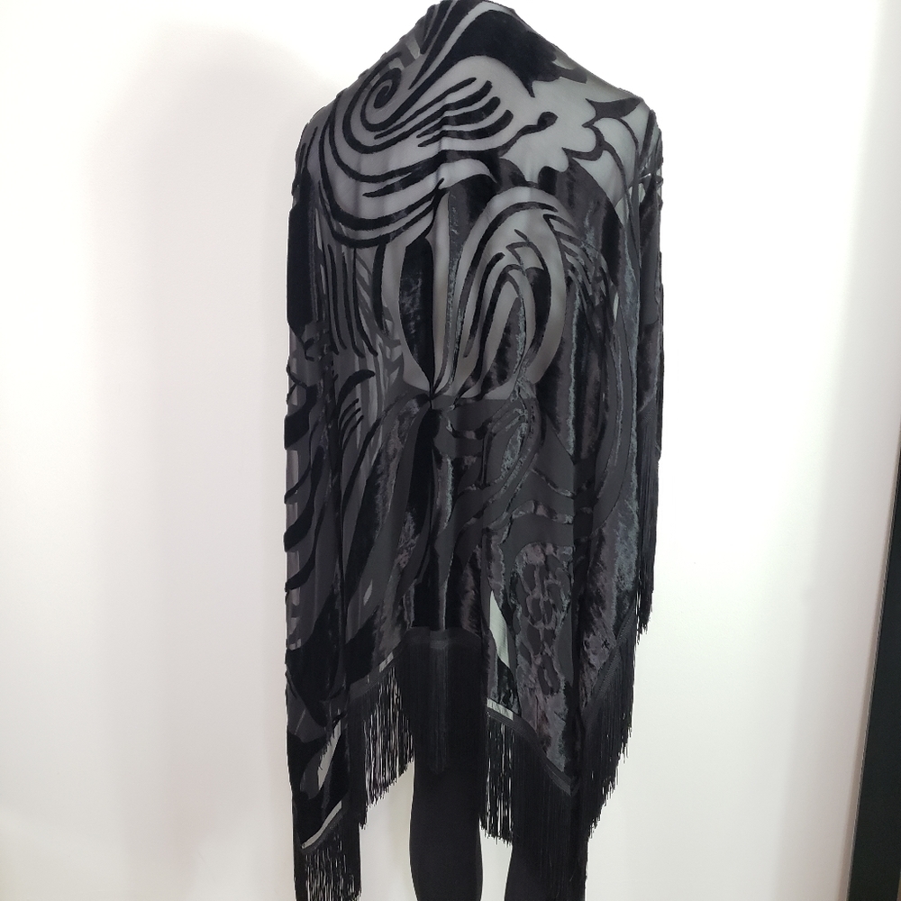 Burnout velvet mesh sheer scarf wrap